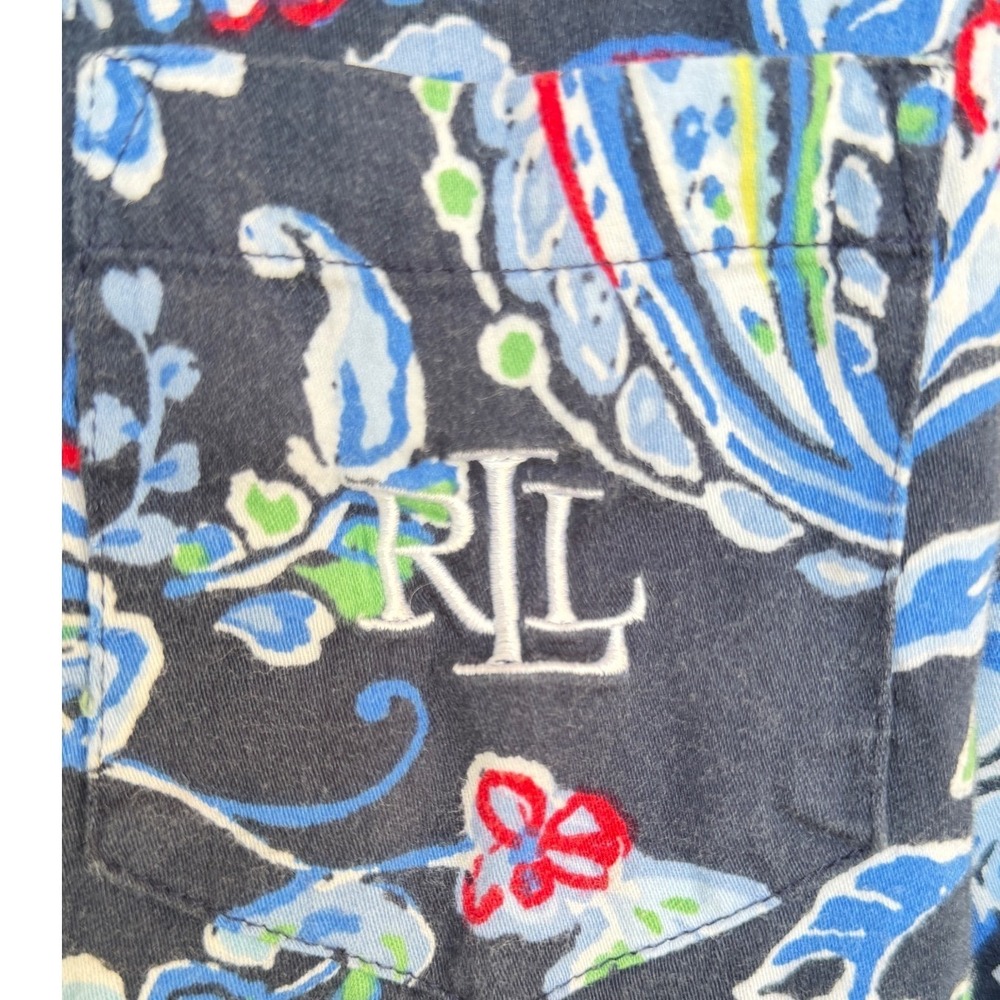 Lauren Ralph Lauren Womens Blue Paisley Pajama Set Button Front Long Sleeve M - Picture 6 of 10